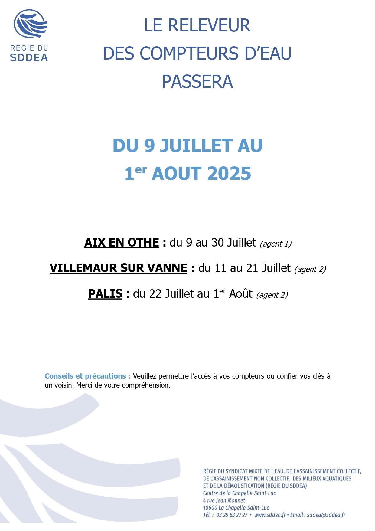 Relevé des compteurs