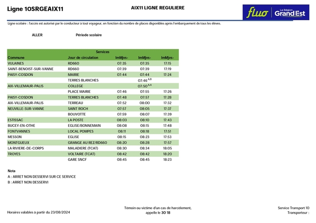 Horaires 11