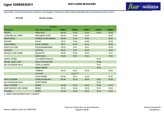 Horaires 11.2