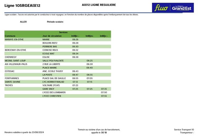Horaires 12