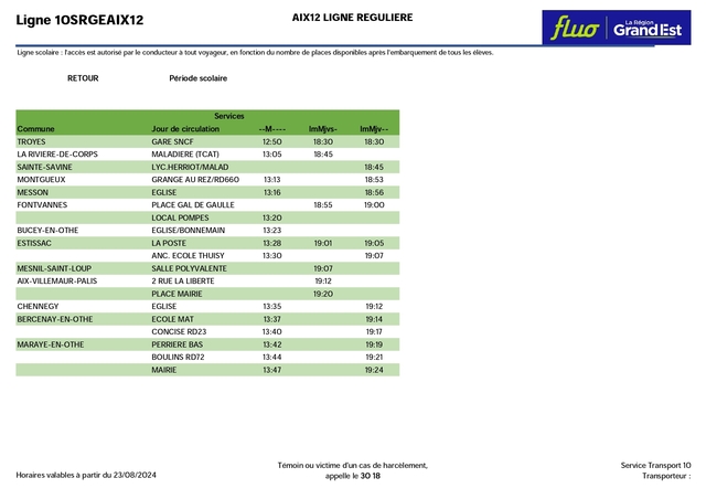 Horaires 12.2