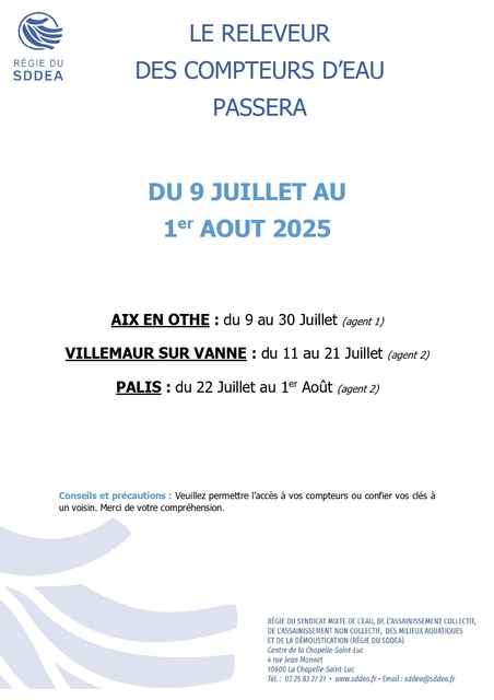 Relevé des compteurs